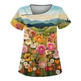 thumbnail image 1 of YDKZYMD Scrub Tops for Women Stretchy Floral Flowers Petite Jogger Workwear Scrub Tops Nurse Uniform Plus Size V Neck Scrub Shirt Graphic with Pockets Short Sleeve Scrubs Green S, 1 of 3
