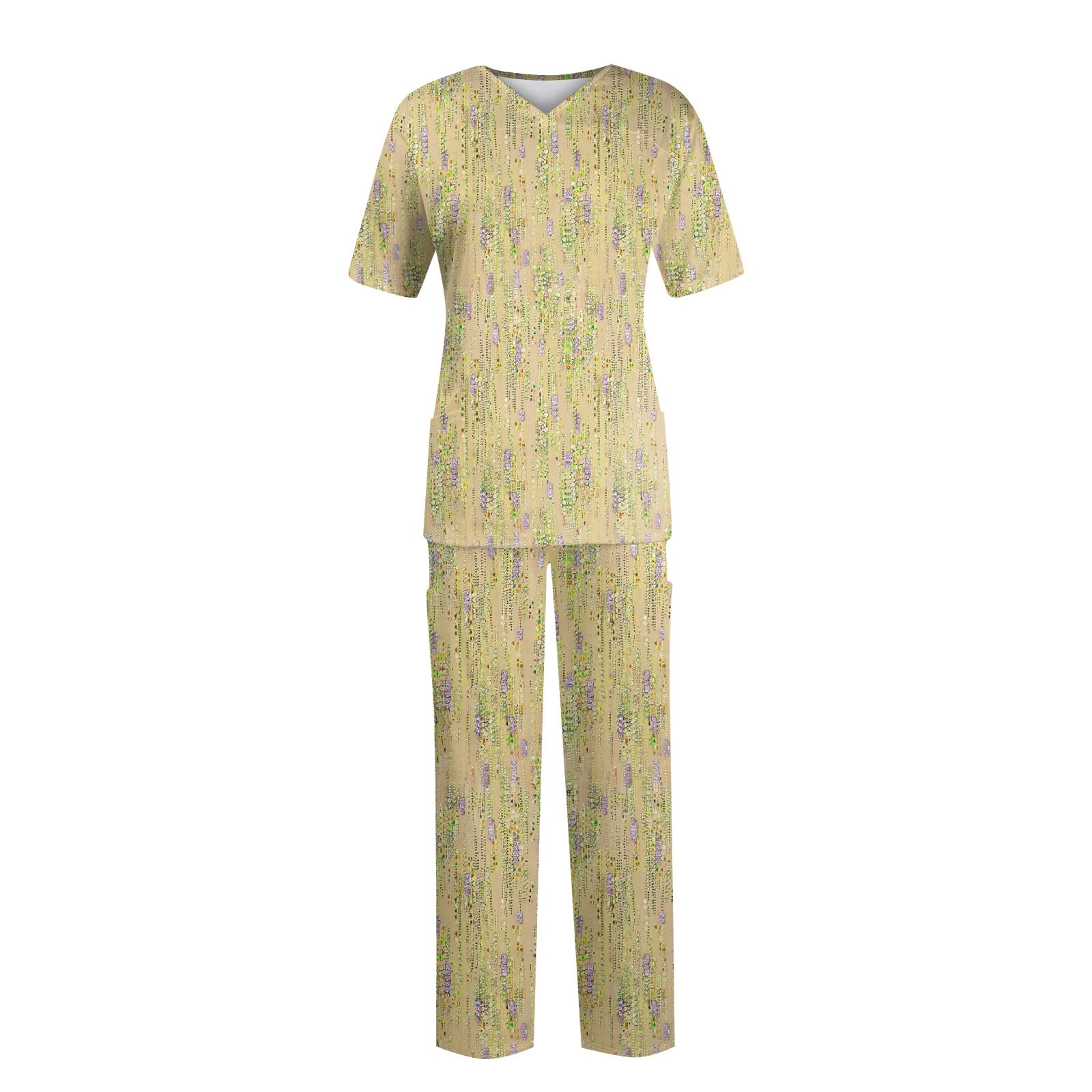 YDKZYMD Scrubs Sets for Women In Store Large Yellow 3XL Medical Jogger Scrub Set Petite Color