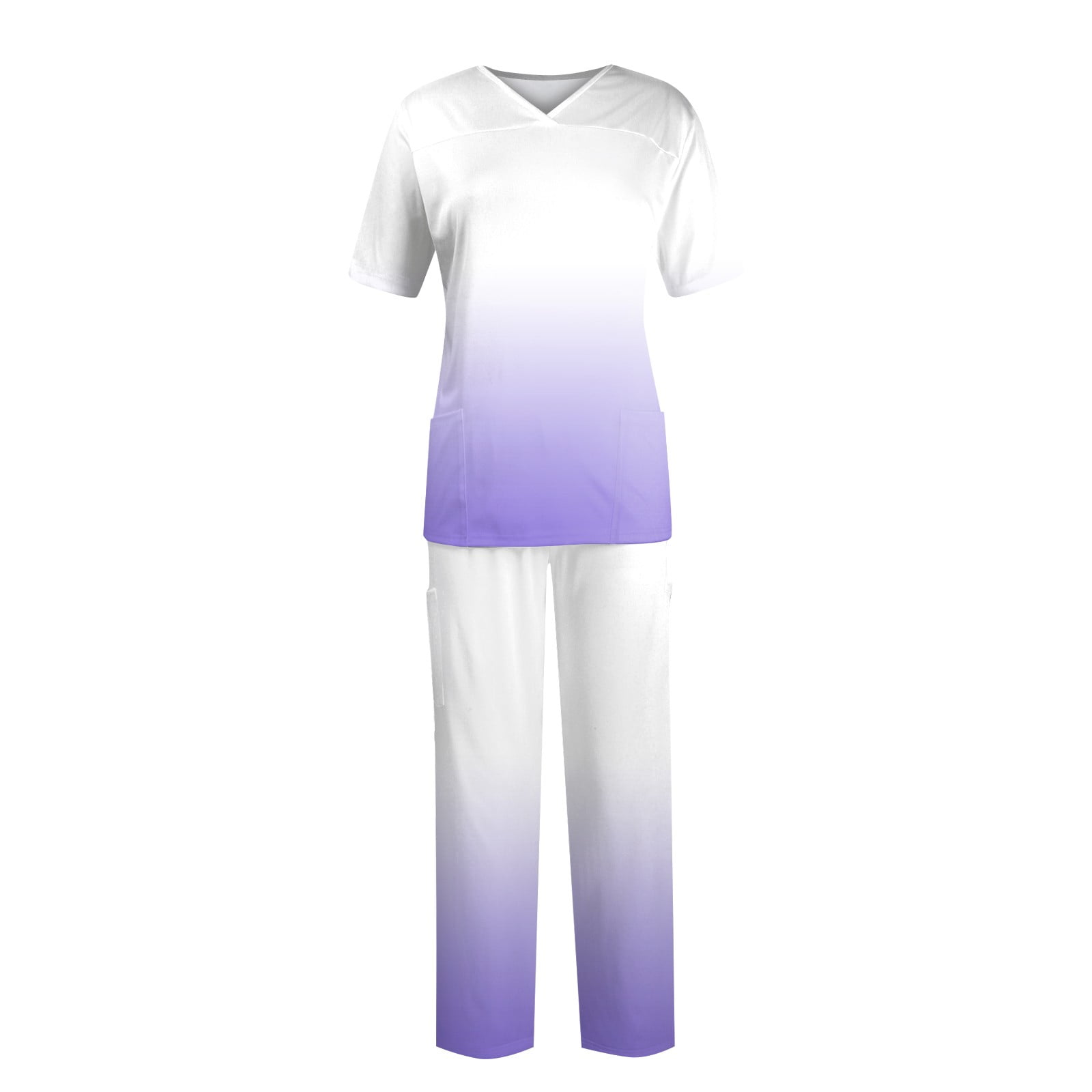 YDKZYMD Scrubs Sets for Women Jogging Pants Light Purple XL Jogger Plus