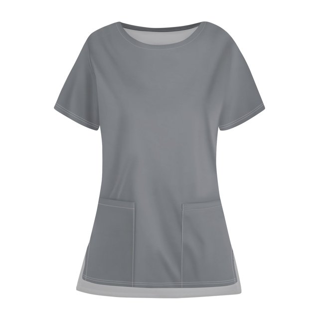 YDKZYMD Scrubs for Women Bottoms Petite Solid Color Short Sleeve Scrub