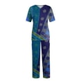 thumbnail image 1 of YDKZYMD Scrubs for Women Set Plus Size Tall Petite Plus Size Top and Pant Tie Dye V Neck with Pockets Nursing Uniform 2 Piece Medical Short Sleeve Jogger Scrub Set Blue 4XL, 1 of 6