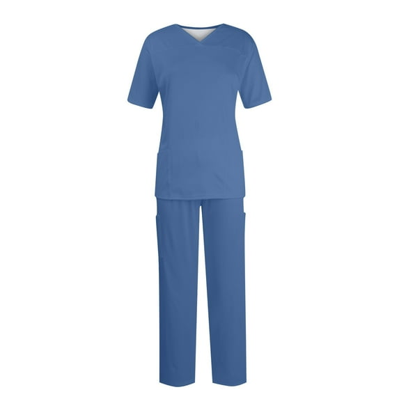 YDKZYMD Scrubs for Women Set Plus Size Tall Petite Plus Size Top and Pant Tie Dye V Neck with Pockets Nursing Uniform 2 Piece Medical Short Sleeve Jogger Scrub Set Dark Blue 3XL