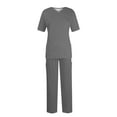 thumbnail image 1 of YDKZYMD Scrubs for Women Set Plus Size Tall Petite Plus Size Top and Pant Tie Dye V Neck with Pockets Nursing Uniform 2 Piece Medical Short Sleeve Jogger Scrub Set Dark Gray L, 1 of 6