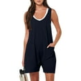 thumbnail image 1 of YDKZYMD Short Rompers for Women Tight Sleeveless Vacation Summer One Piece Maternity with Pockets Dressy Jumpsuits Baggy Trendy Casual Tank Top Shorts Navy S, 1 of 7