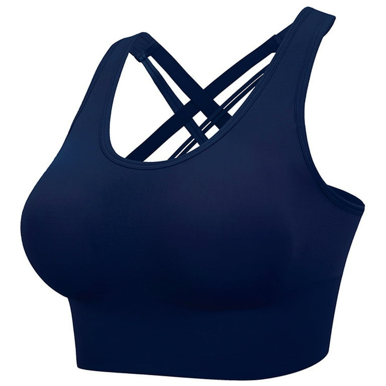 YDKZYMD Sports Bras for Women High Support Large Bust High Impact Strappy  Sexy Sports Racerback Push Up Bras