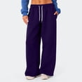 thumbnail image 1 of YDKZYMD Sweatpants for Women with Pockets Plus Size Wide Leg Petite Flare with Pockets Jogger Pants Fall Elasticwaist Straight Leg Sweatpants Teen Girls High Waisted Clearance Baggy Pants Purple XL, 1 of 1
