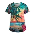 thumbnail image 1 of YDKZYMD Tall Scrub Tops for Women Hawaiian Tropical with Pockets Nurse Uniform Graphic Scrubs V Neck Jogger Workwear Scrub Shirt Petite Plus Size Short Sleeve Scrub Tops Green 3XL, 1 of 3