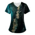 thumbnail image 1 of YDKZYMD Uniform Scrub Tops for Women Love Heart Character Workwear Petite Nurse Uniform Scrubs V Neck Graphic with Pockets Scrub Tops Short Sleeve Plus Size Jogger Scrub Shirt Dark Green 5XL, 1 of 3