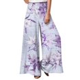 thumbnail image 1 of YDKZYMD Wide Leg Lounge Pants for Women Elastic Boho Ruffle Drawstring Pants Floral Palazzo Casual Loose Comfy Plus Size Pants Summer with Pocket Beach Petite Trousers Purple XL, 1 of 4