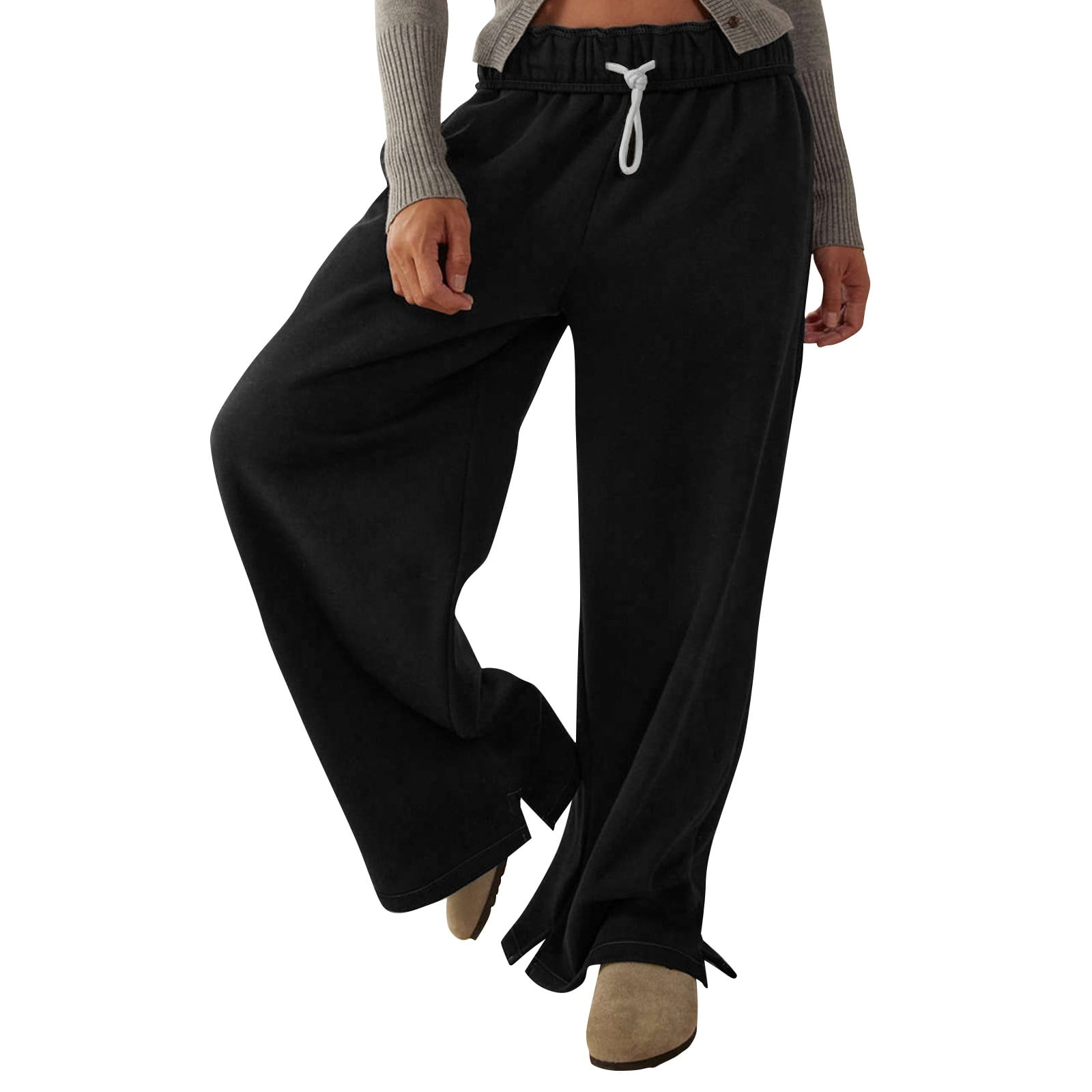 パンツ faxcopy express Casual Flared Sweat Pant Amazon.com: Wide Leg Sweatpants Women Drawstring High