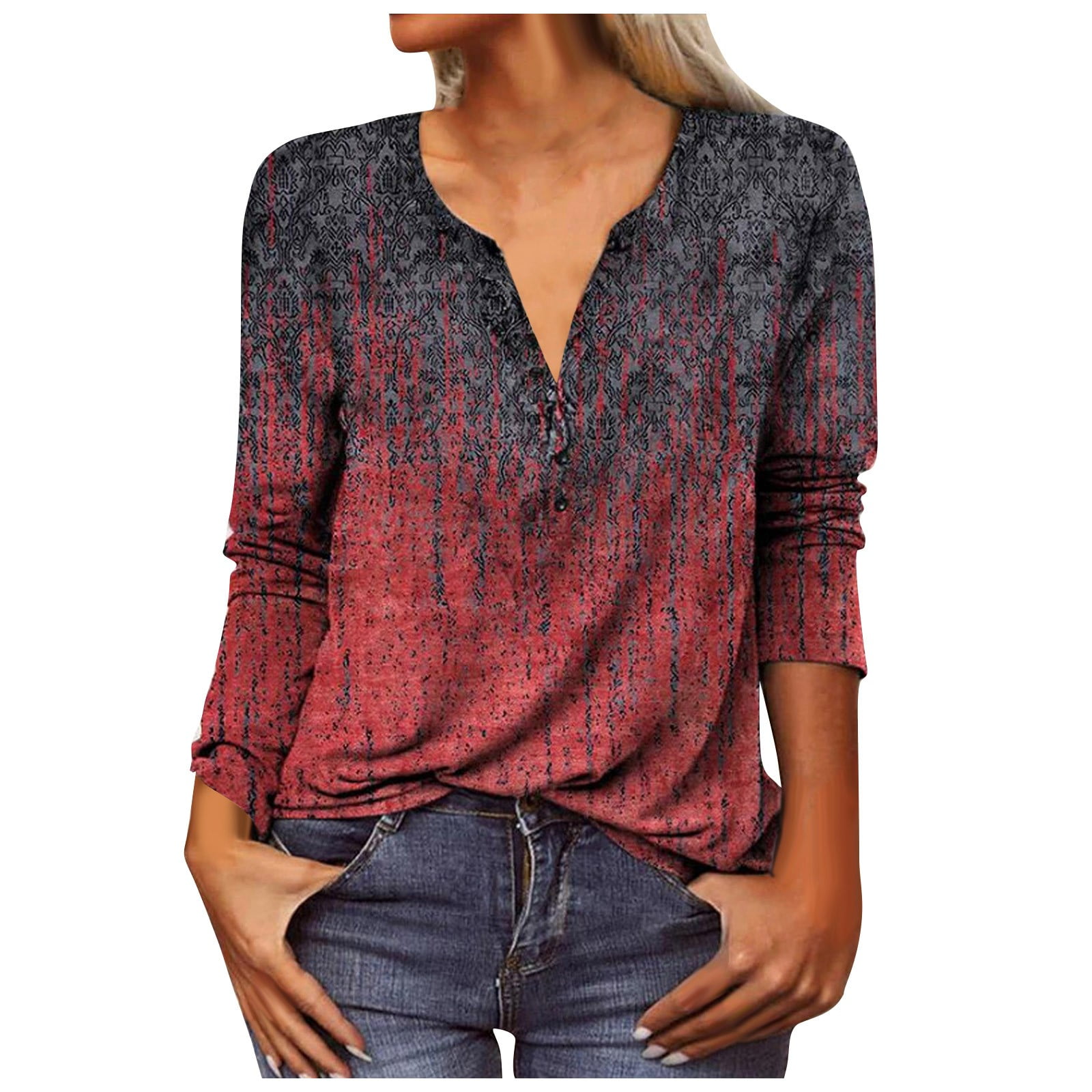 Wine Womens 3/4 Sleeve Tops and Blouses Plus Oversized Ladies Dressy Tops Cute Printed Womens Cute Summer Tops Graphic Graphic Womens Long Tshirts for Leggings XL