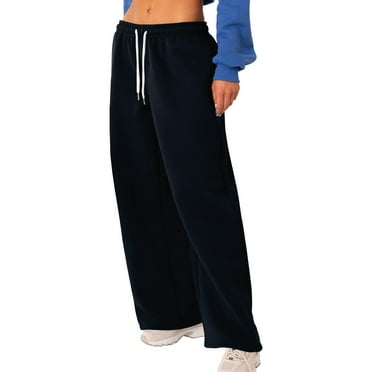 YDKZYMD Women Baggy Comfy Sweatpants Elastic Ankles Wide Leg Athletic Navy Loose Jogger Pants Casual Plus Sized Baggy Pants Comfy Elastic Waist with Pockets Sweatpant