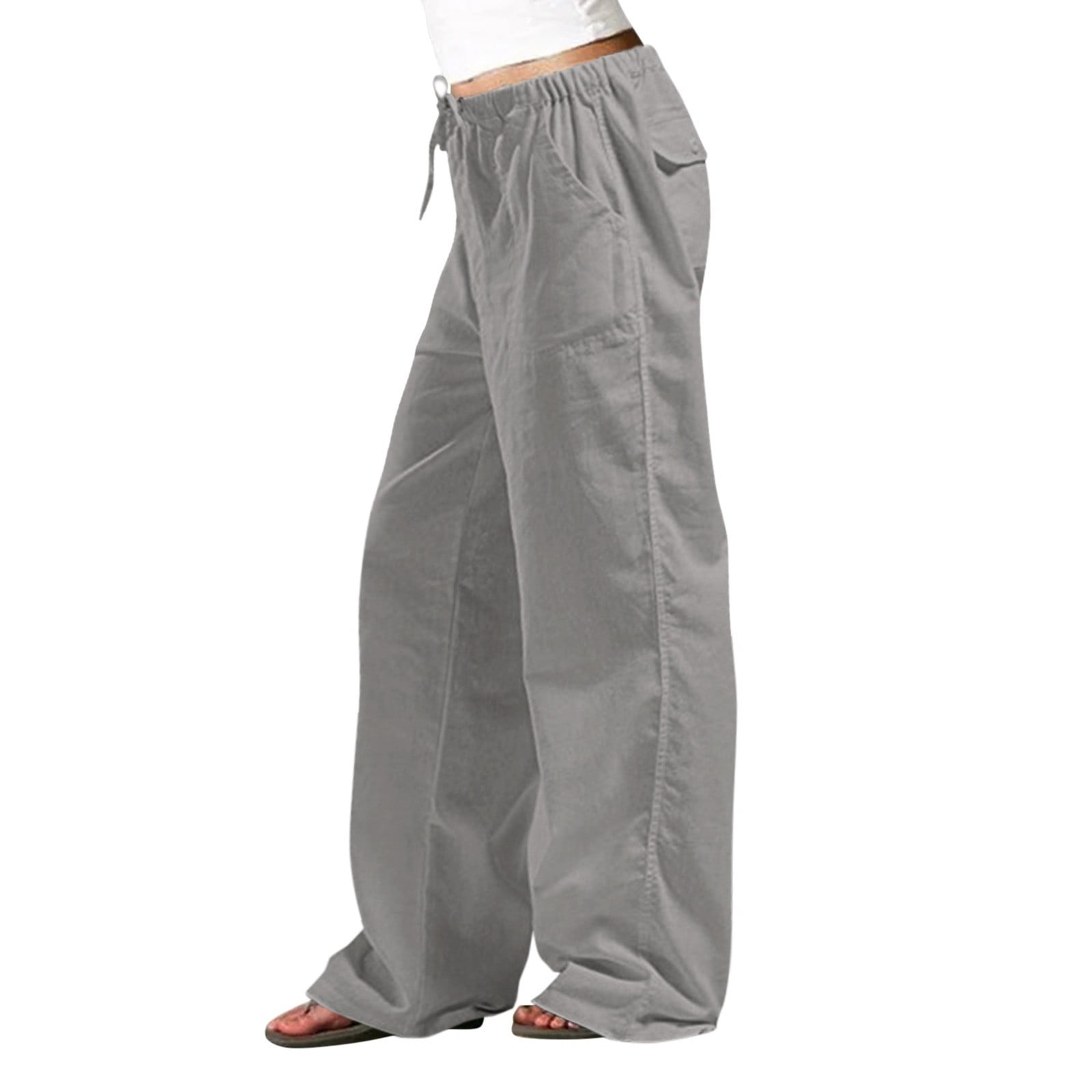 YDKZYMD Women Plus Size Cotton Linen Wide Leg Pants Casual Loose