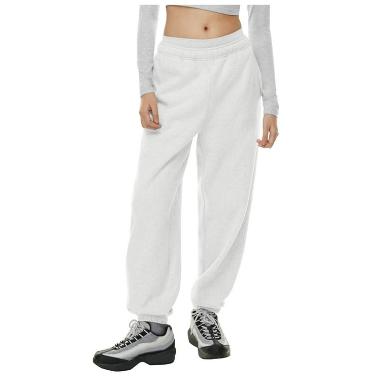 White sweatpants elastic bottom hotsell