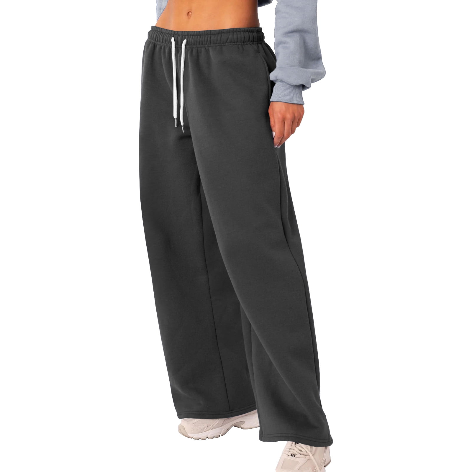 YDKZYMD Womens Sweat Pants With No Elastic W Pockets Bottom