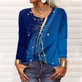 thumbnail image 1 of YDKZYMD Women's Black V Neck Clothes Cute Printed T Shirts Plus Size 3/4 Sleeve Blouses Graphic Casual Sexy Tops for Women Royal Blue M, 1 of 5