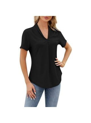 YDKZYMD Womens Western Shirts Short Sleeve Pleated Eyelet Embroidery Square  Neck Blouses Ruffle Jacquard Casual Tunics 2024 Summer Trendy Tee Tops  Black S 
