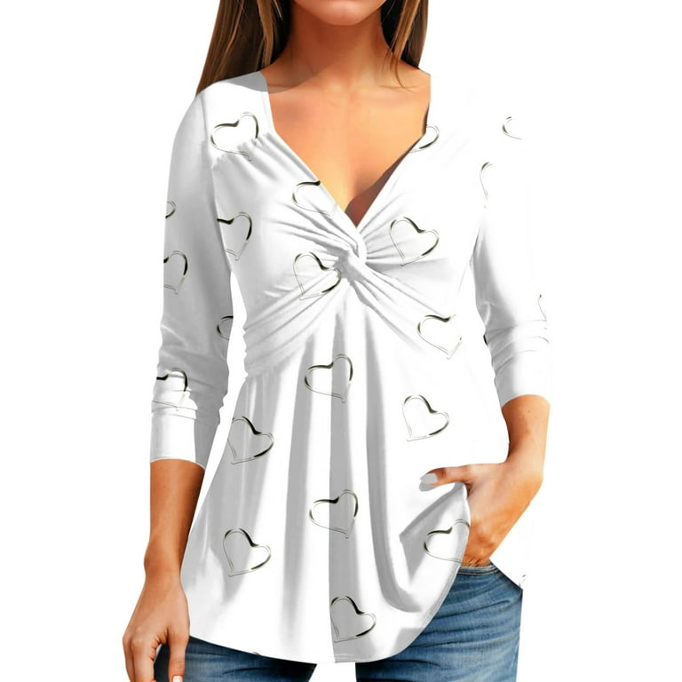 YDKZYMD Womens Blouses Casual V Neck Solid Color Front Knotted Tunic Boho  Short Sleeve Casual Shirts Fashion Going Out Tops