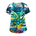 thumbnail image 1 of YDKZYMD Womens Body Scrub Tops Hawaiian Tropical Petite Graphic Nurse Uniform Scrubs Workwear Short Sleeve Jogger Scrub Tops Plus Size V Neck with Pockets Scrub Shirt Blue 3XL, 1 of 3
