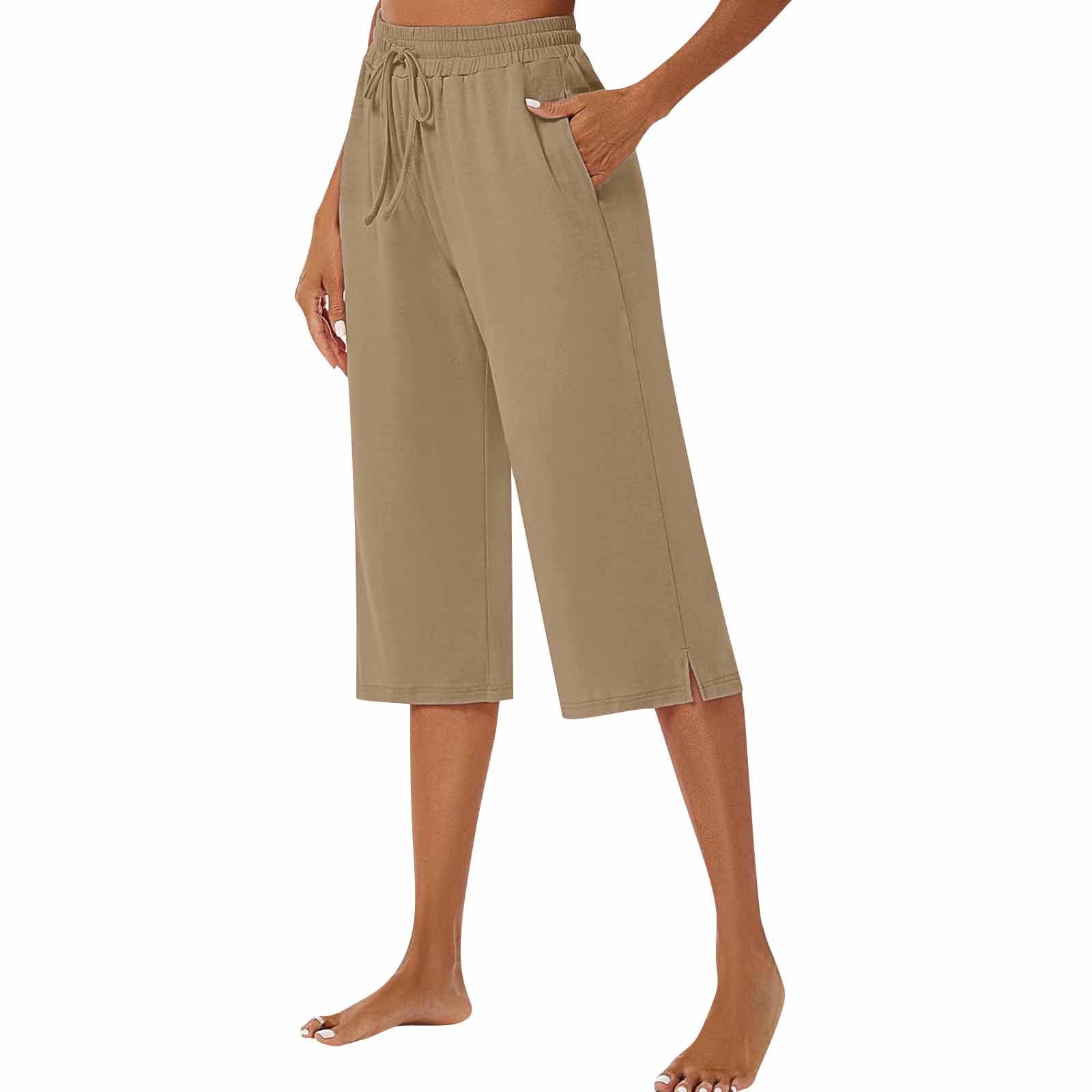 Annenmy Women's Capri Yoga Pants Wide Leg Gym Shorts Quick Dry Drawstring Loose Workout Capris With Pockets