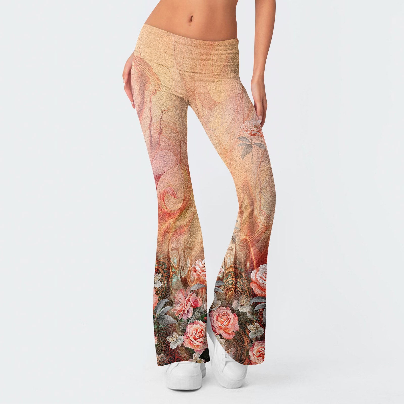 Tummy Control Tie Dye Bootcut Yoga Pants Flared Leggings For Women