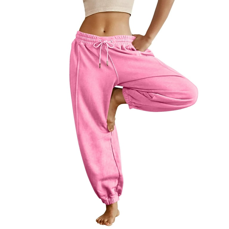 YDKZYMD Womens Jogger Sweatpants With Pockets Cinch Bottom Drawstring  Casual with Pockets Plus Sized Sweatpant Athletic Loose Jogger Pants Hot  Pink Comfy Elastic Waist Baggy Pants 