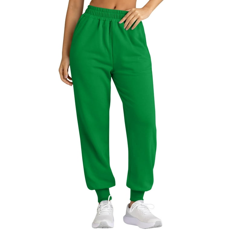 YDKZYMD Womens Petite Sweatpants with Pockets and Open Leg Fleece Lined Cinch Bottom with Pocket High Waisted Baggy Pants Tapered Running Joggers Pants Workout Trousers Green L Walmart