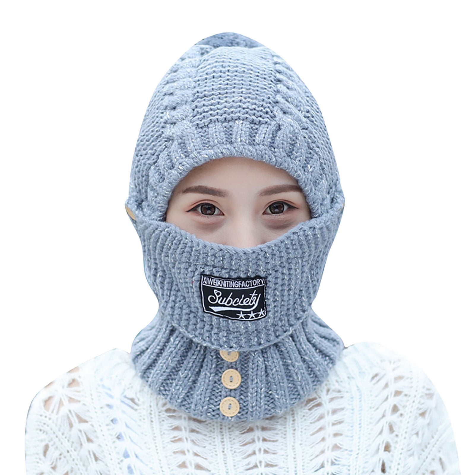 NOVELTYZONE Winter Beanie Hat Neck Scarf Set Warm Knitted Fur