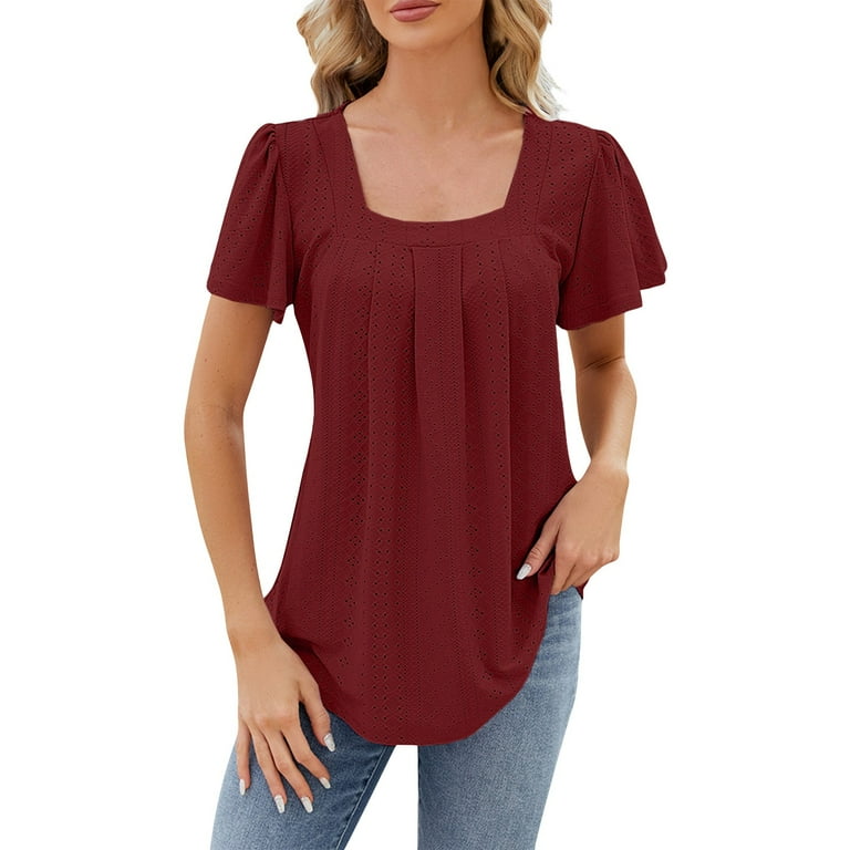 https://i5.walmartimages.com/seo/YDKZYMD-Womens-Workout-Shirts-Short-Sleeve-Decorative-Pleated-Jacquard-Eyelet-Embroidery-Tee-Tops-Ruffle-Square-Neck-Casual-Blouses-Summer-Dressy-Tre_0f93af90-8ae8-4f50-9fd9-6a7305274732.b4f51349a64bf706ce59f9a84f24d456.jpeg?odnHeight=768&odnWidth=768&odnBg=FFFFFF