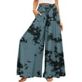 thumbnail image 1 of YDKZYMD Wool Pants Women Wide Legs Elastic Boho Ruffle Drawstring Pants Floral Palazzo Beach Loose Petite with Pocket Trousers Summer Comfy Plus Size Casual Pants Black 5XL, 1 of 4