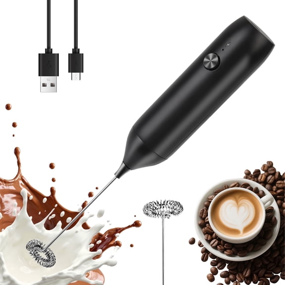 Halai Electric Milk Frother, USB Rechargeable Handheld Coffe Foam Maker with Stand, One-Touch Coffee Frother for Latte, Matcha, Cappuccino & Protein Drinks