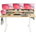 thumbnail image 1 of YDN Standing Desk with Drawers, 59 Inch Standing Desk Adjustable Height, Adjustable Electric Stand Up with Storage and Shelf, Natural, 1 of 8
