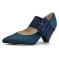 thumbnail image 1 of YDN Women Adorable Wide Strappy Buckled Mary Janes Kitten Low Heels Pumps Pointed Closed Toe Slip On Dress Shoes Size 6.5 Navy, 1 of 4