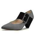 thumbnail image 1 of YDN Women Adorable Wide Strappy Buckled Mary Janes Kitten Low Heels Pumps Pointed Closed Toe Slip On Dress Shoes Size 7 Gray, 1 of 4
