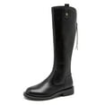 thumbnail image 1 of YDN Women Basic Round Toe Flats Knee High Boots Back Zipper low Heel Riding Boots Warm Comfy Outfit Winter Shoes Size 6 Black, 1 of 4