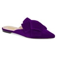 thumbnail image 1 of YDN Women Bowknot Pointed Toe Slide Flats Low Chunky Heel Slip on Mules Comfortable Party Office Dress Shoes Size 9 Purple, 1 of 4