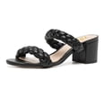 thumbnail image 1 of YDN Women Braided Two Straps Chunky Heel Slide Sandals Slip On Open Toe Low Heels Mules Shopping Party Dressy Shoes Size 7 Black, 1 of 4