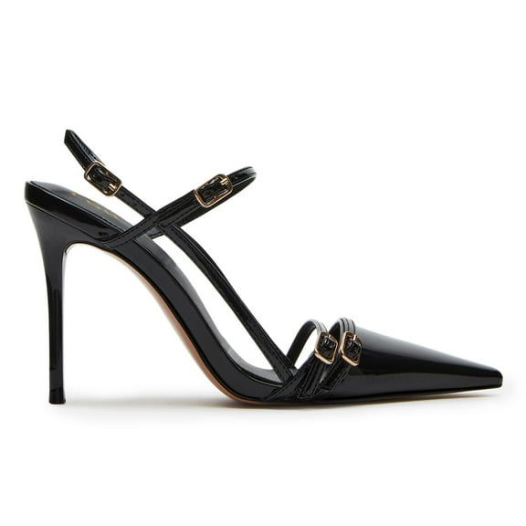 YDN Women Buckle Slingback Stiletto High Heels Thin Strap Pointed Toe Pumps Sexy Evening Themed Party Sandals Size 5 Black