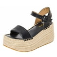 thumbnail image 1 of YDN Women Casual Buckle Strap Espadrilles Sandals Platform Wedge High Heels Open Toe Shoes Dating Party Daily Size 16 Black, 1 of 5