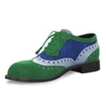 thumbnail image 1 of YDN Women Casual Round Closed Toe Spliced Leather Loafers Slip On Chunky Low Heels Lace Up Oxford Office Dressy Shoes Size 9.5 Blue Green, 1 of 5