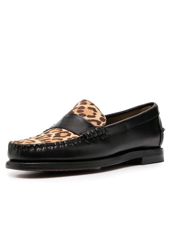 Women Casual Slip On Loafers Flats Round Closed Toe Flats Heel Slide Pumps Ladies Comfort Walking Dressy Shoes Size 8.5 Leopard