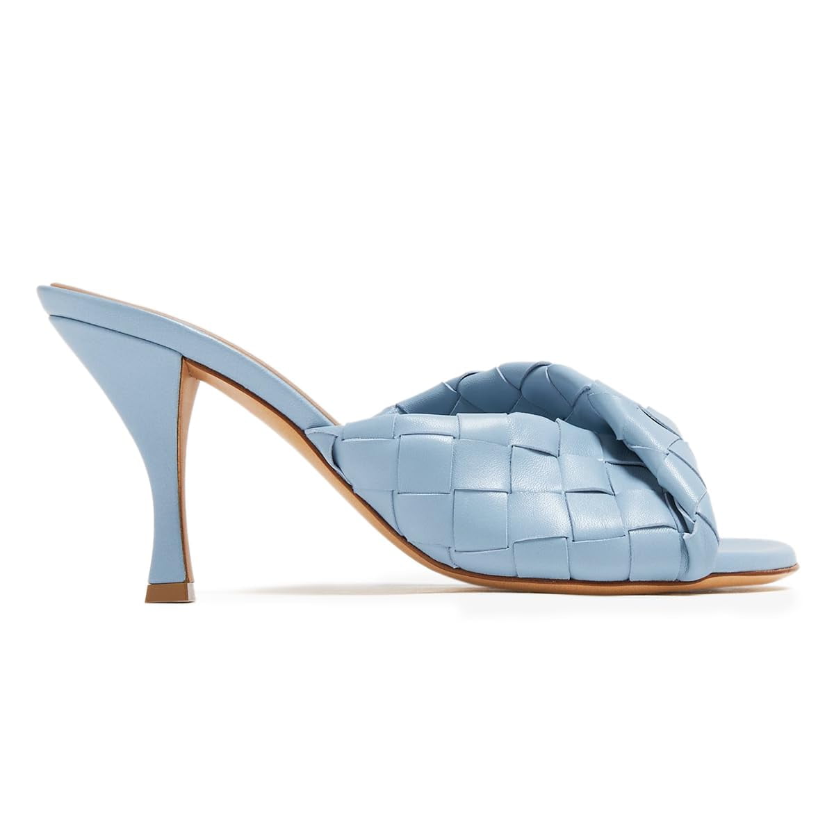 YDN Women Checkered Open Round Toe Mules Slip on Mid Cone Heels Fashion ...