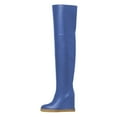 thumbnail image 1 of YDN Women Chic Closed Toe Wedge High Heels Thigh High Over The Knee Boots Comfy Pull On Foldable Knee High Boots Shoes Size 7 Blue, 1 of 3