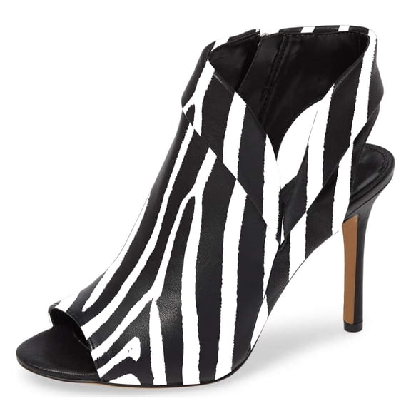 YDN Women Chic Peep Toe Stiletto High Heel Short Booties Cutout Slingback Side Zippers Sandals Walking Shoes Size 5.5 Zebra Pattern