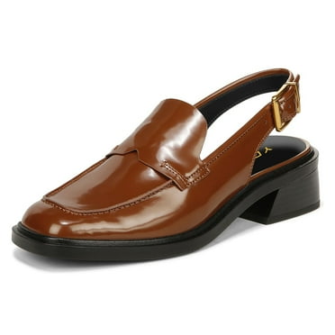 YDN Women Chic Square Close Toe Slip On Slingback Pumps Chunky Low Heels Loafers Business Dating Dress Shoes Size 7 Brown