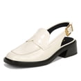 thumbnail image 1 of YDN Women Chic Square Close Toe Slip On Slingback Pumps Chunky Low Heels Loafers Business Dating Dress Shoes Size 8.5 White, 1 of 4