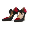 thumbnail image 1 of YDN Women Chic Stiletto Heels Pumps Closed Toe Mary Jane Bowknot Elastic Strap Sandals Office Party Shoes Size 6.5 Black, 1 of 4
