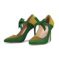thumbnail image 1 of YDN Women Chic Stiletto Heels Pumps Closed Toe Mary Jane Bowknot Elastic Strap Sandals Office Party Shoes Size 6.5 Green, 1 of 4