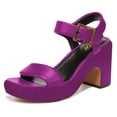 thumbnail image 1 of YDN Women Chunky Platform High Heels Sandals Open Toe Buckled Strap Pumps Fashion Evening Dress Shoes Size 16 Purple, 1 of 4