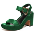 thumbnail image 1 of YDN Women Chunky Platform High Heels Sandals Open Toe Buckled Strap Pumps Fashion Evening Dress Shoes Size 7 Green, 1 of 4